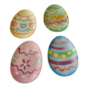 Longaberger Egg Shaped App/Cake Plates Set Of 4
